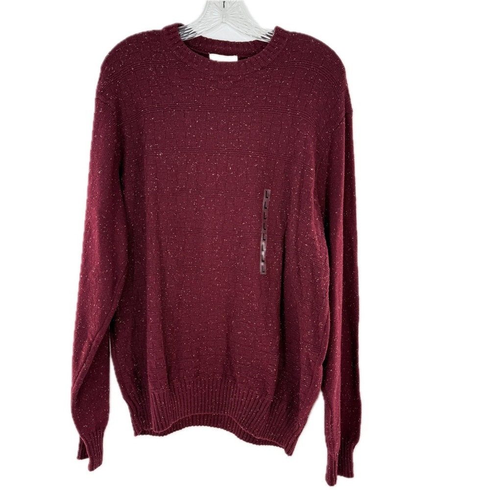 Dockers Textured Checkerboard Pattern Burgundy Sweater, Men's Size Large, NWT - Picture 10 of 16